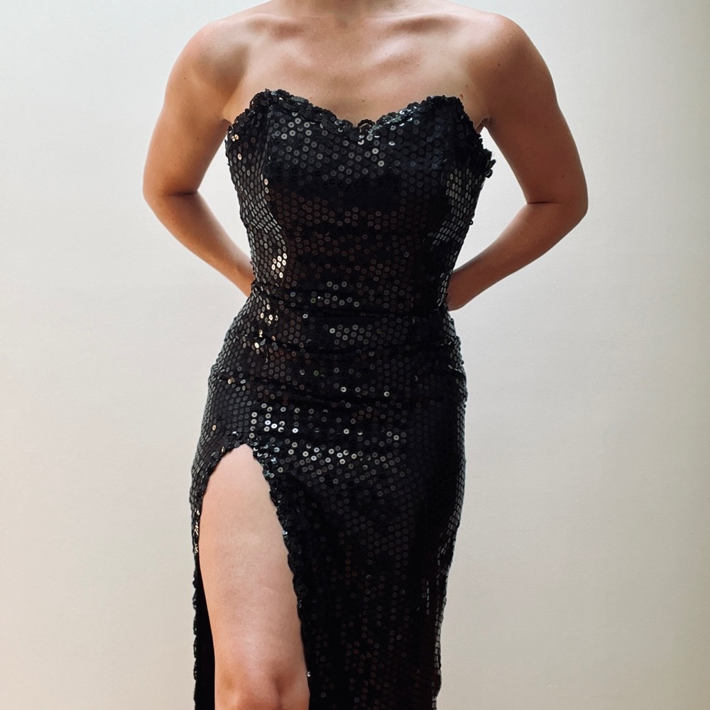 Bombshell Vintage Strapless Sequin Dress